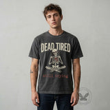 Dead Tired Still Trying Skeleton Heart Vintage Washed T-shirt | Gthic.com