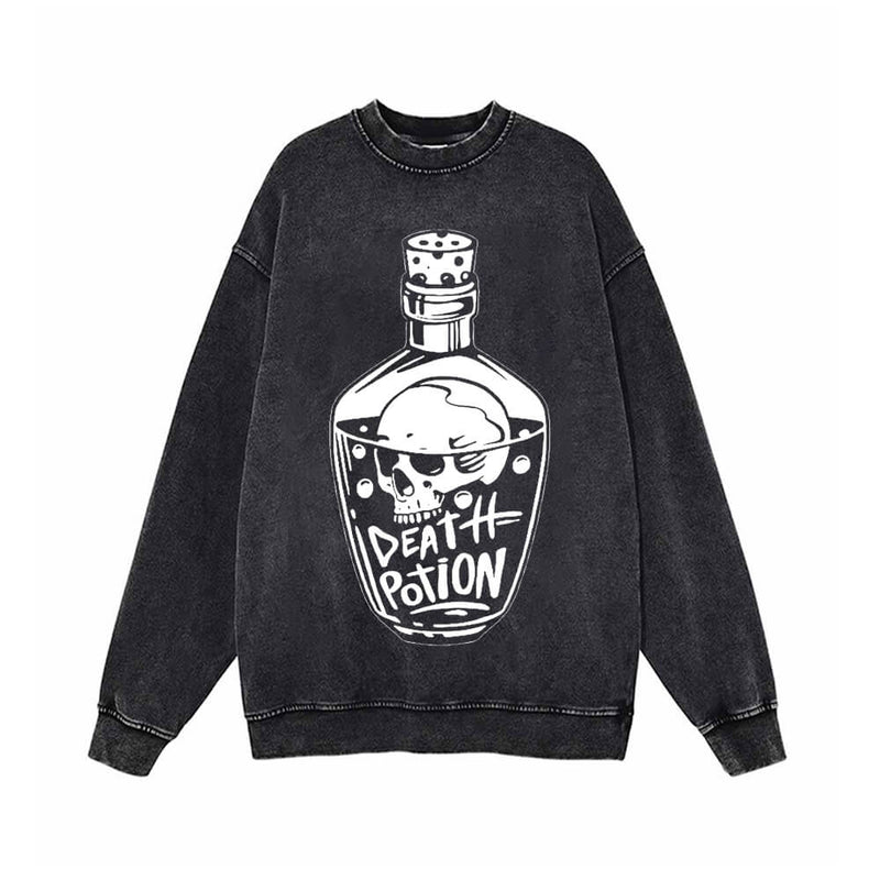 Death Potion Skull Vintage Washed Sweatshirt 01 | Gthic.com