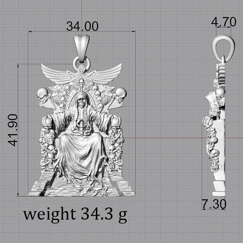 Death Regal Throne Sterling Silver Pendant