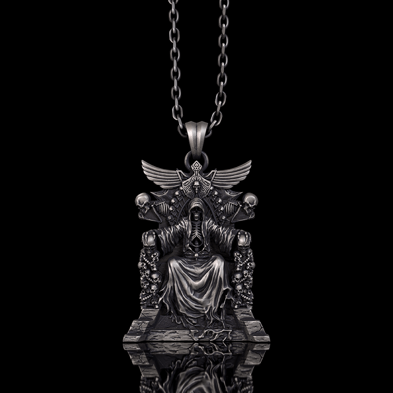 Death Regal Throne Sterling Silver Pendant | Gthic.com