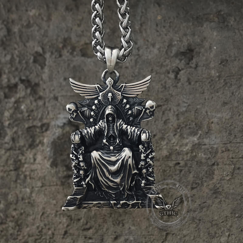 Death Regal Throne Sterling Silver Pendant | Gthic.com
