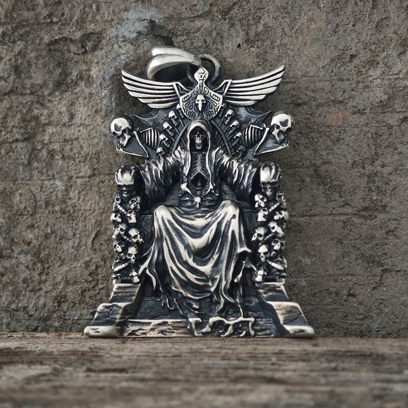 Death Regal Throne Sterling Silver Pendant | Gthic.com