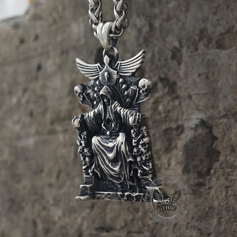 Death Regal Throne Sterling Silver Pendant | Gthic.com