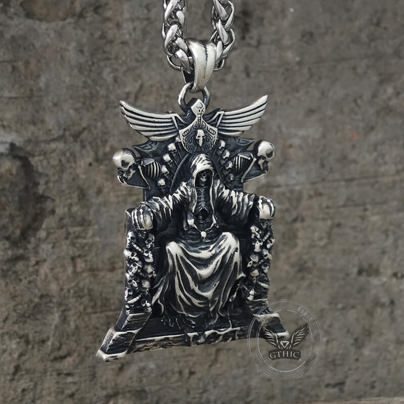 Death Regal Throne Sterling Silver Pendant | Gthic.com