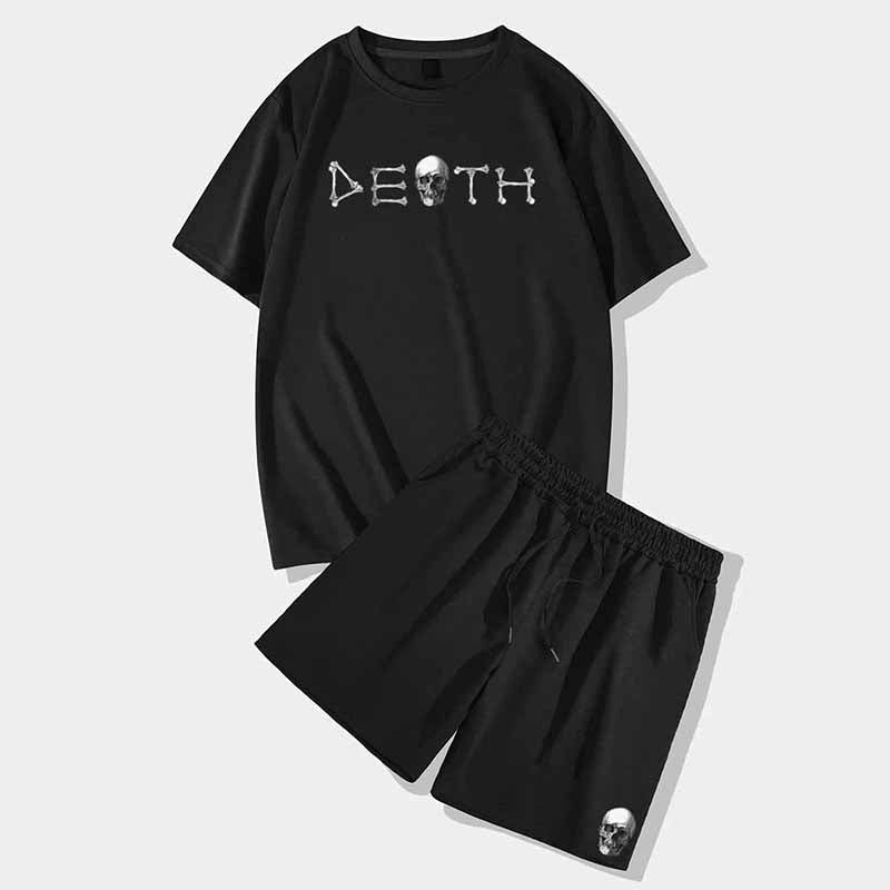 Death Skull Short Sleeve T-shirt and Shorts Set | Gthic.com