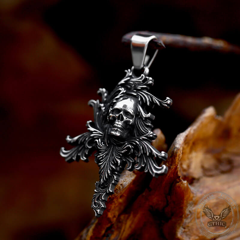 Death Vine Stainless Steel Skull Pendant