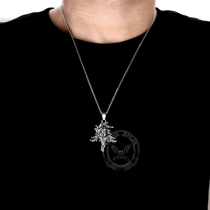 Death Vine Stainless Steel Skull Pendant