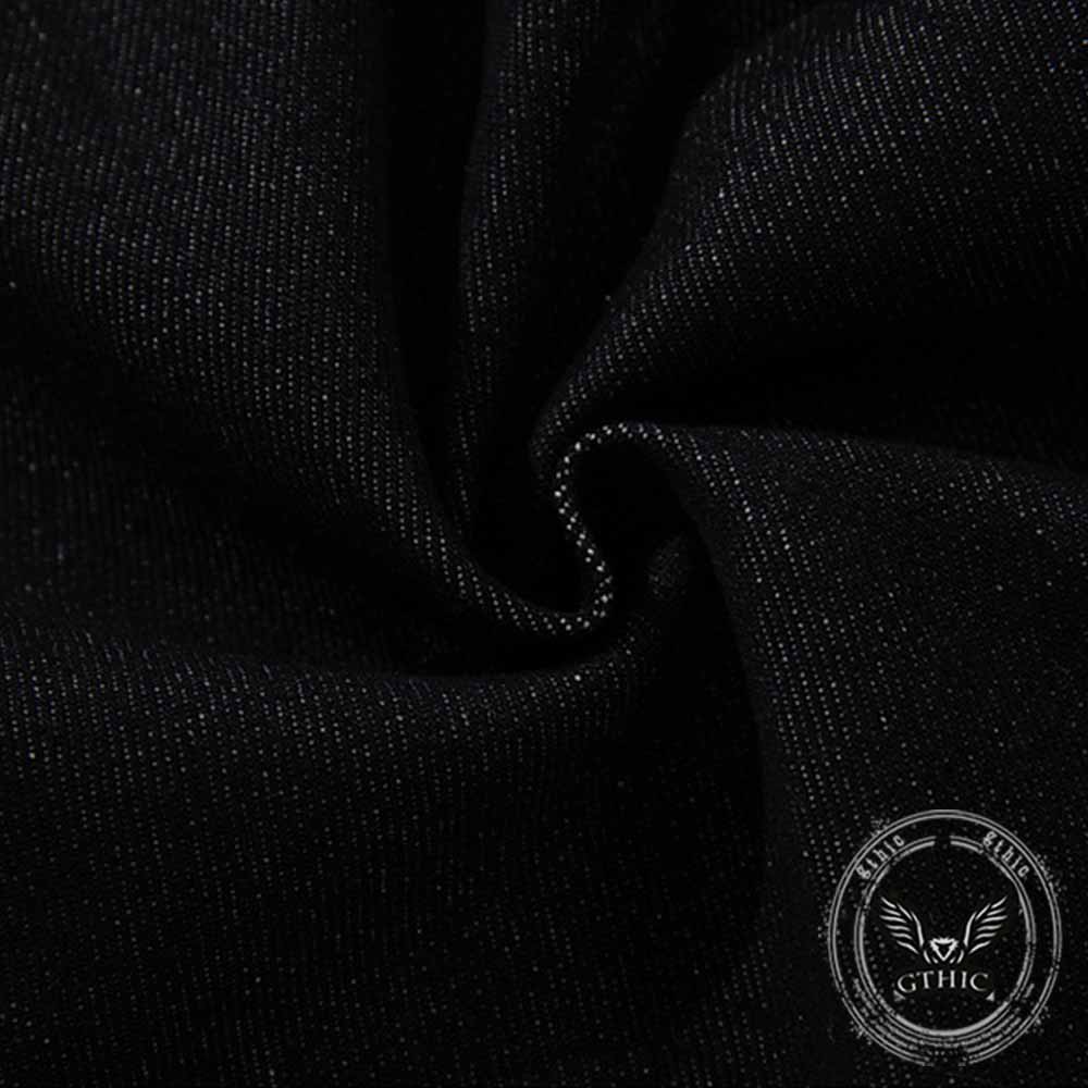 Deconstructed Snake Print Leather Spliced Rivet Jeans