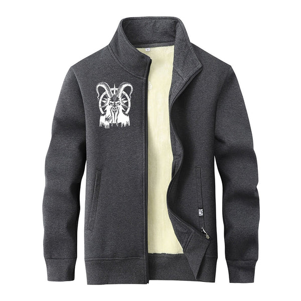 Demon Black Goat Stand Collar Zip Cardigan | Gthic.com