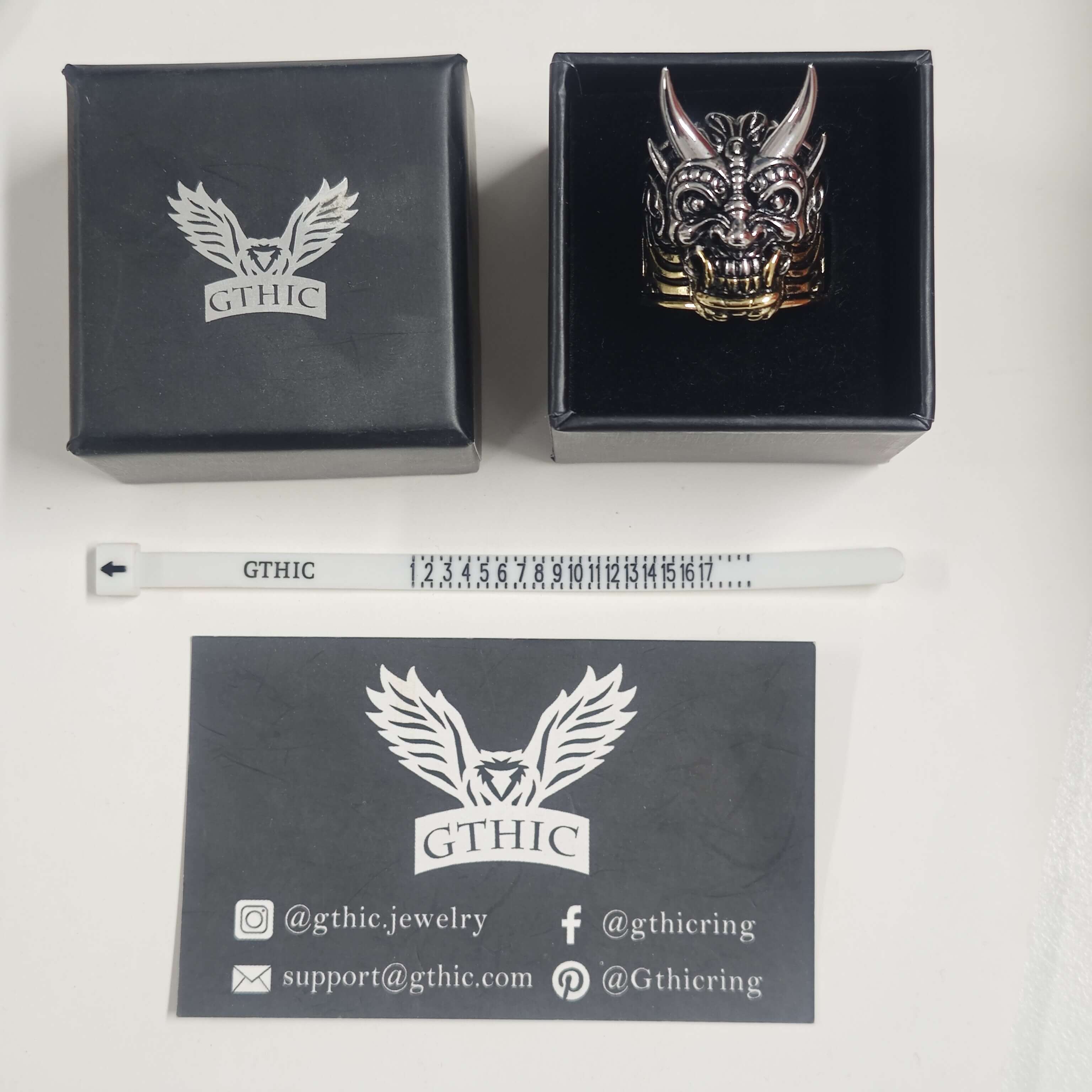 Demon Cyber Oni Mask Sterling Silver Ring