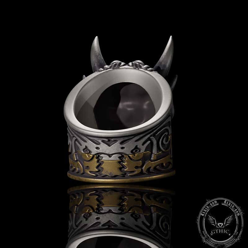 Demon Cyber Oni Mask Sterling Silver Ring