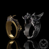 Demon Cyber Oni Mask Sterling Silver Ring