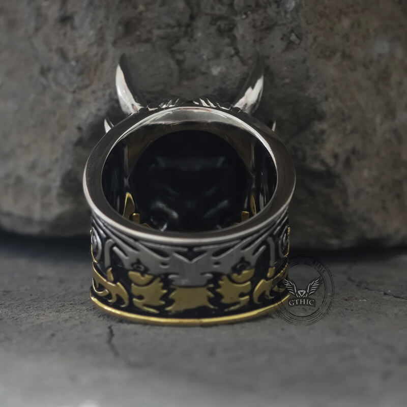 Demon Cyber Oni Mask Sterling Silver Ring