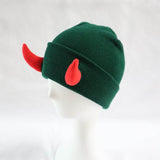 Demon Horned Knitted Beanie Hat | Gthic.com