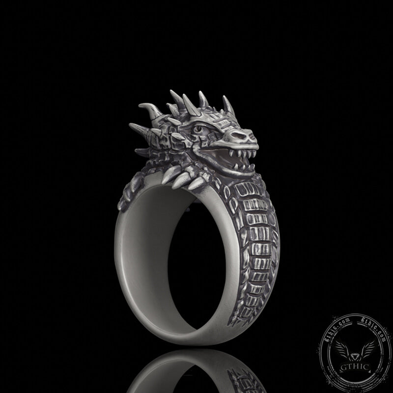 Demonic Dragon Sterling Silver Ring | Gthic.com