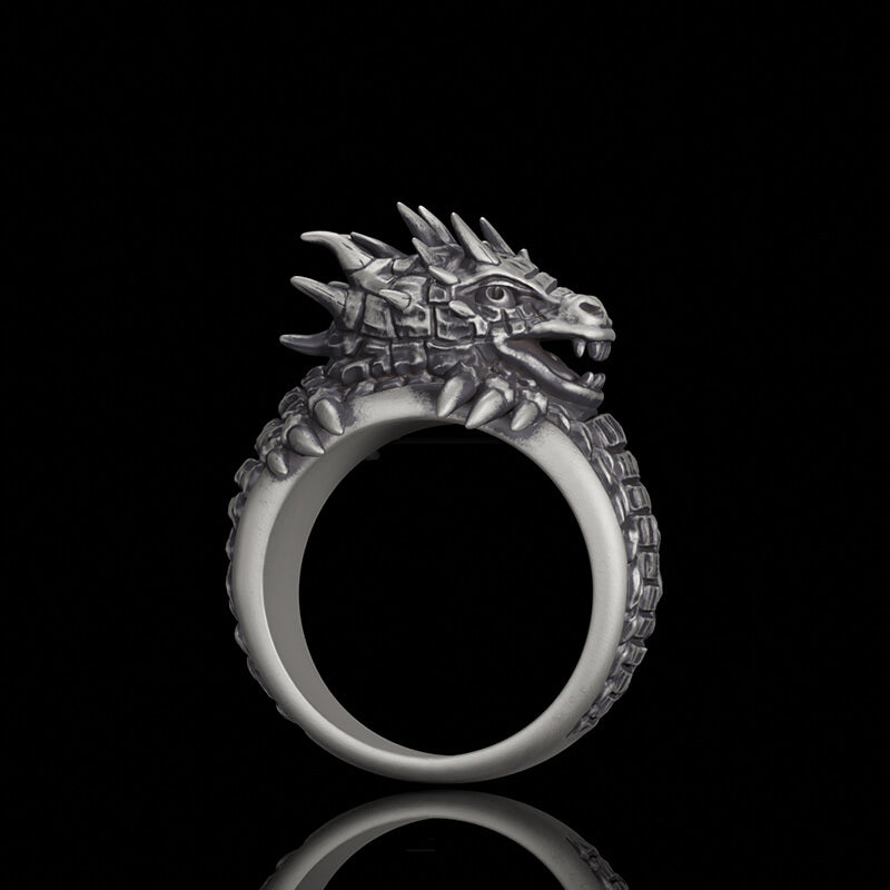 Demonic Dragon Sterling Silver Ring | Gthic.com