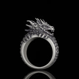 Demonic Dragon Sterling Silver Ring | Gthic.com
