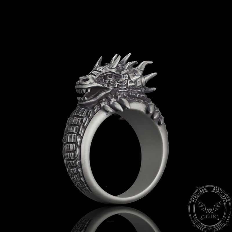 Demonic Dragon Sterling Silver Ring | Gthic.com