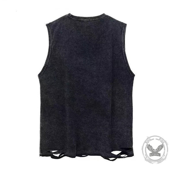 Spooky Vibes Ghost Vintage Washed Vest