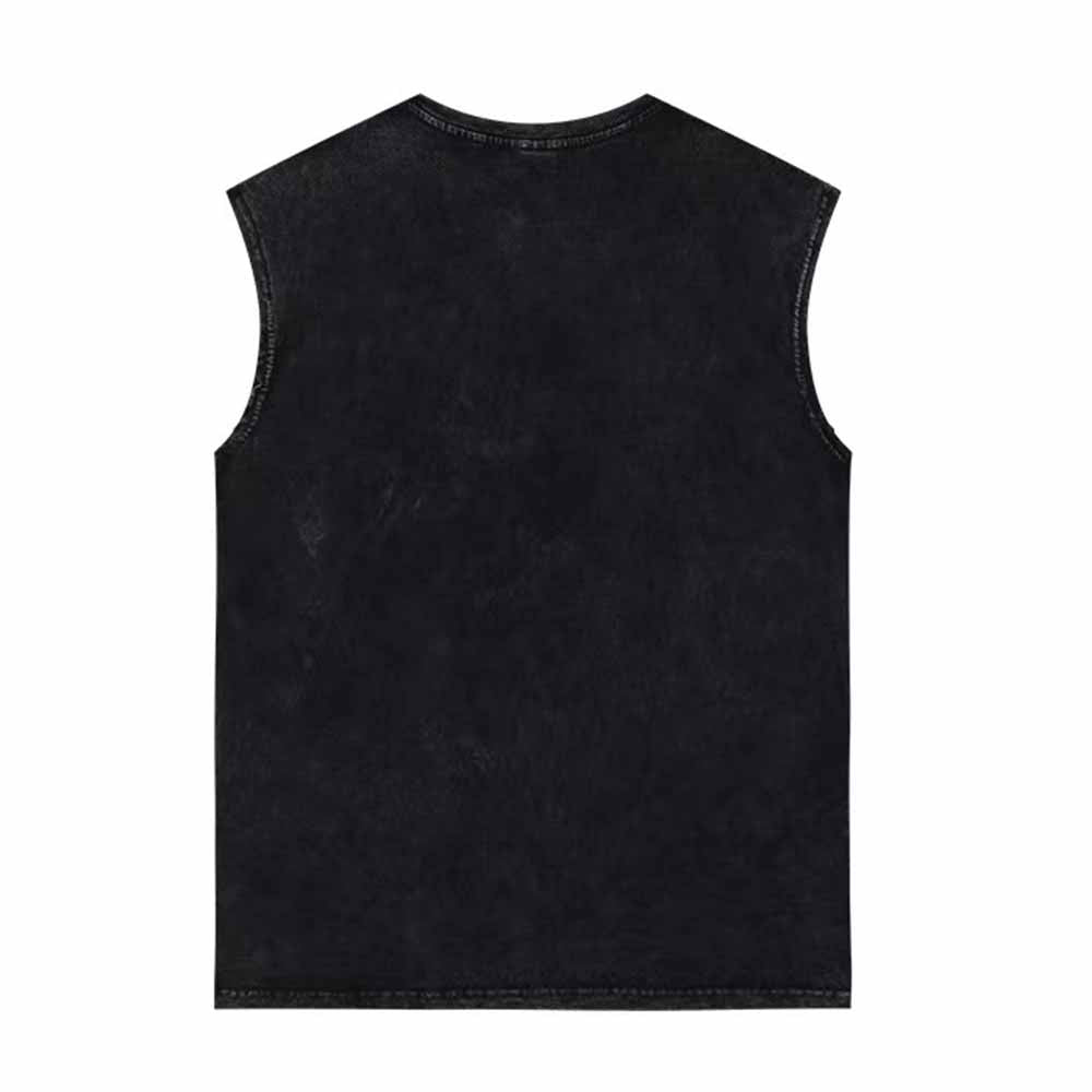 Ew People Black Cat Vintage Washed Vest Top 02 | Gthic.com