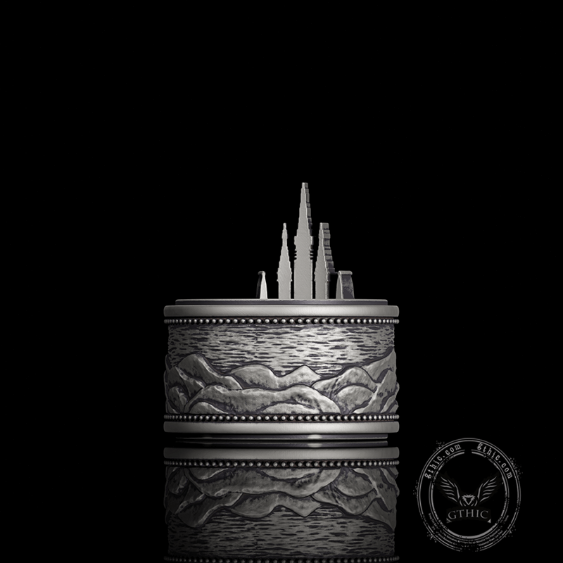 Detailed Castle Design Sterling Silver Ring | Gthic.com