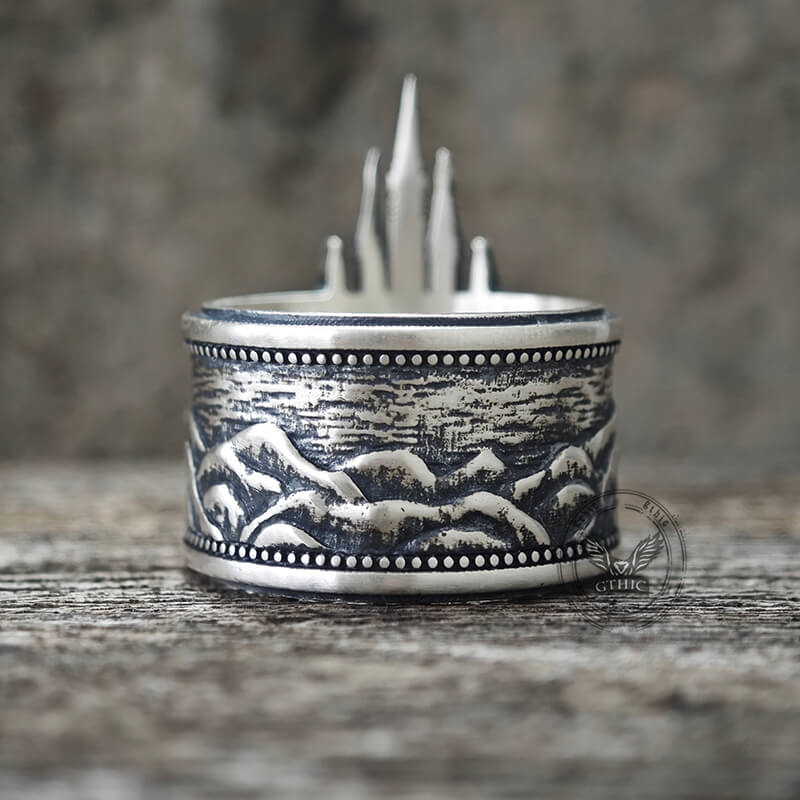 Detailed Castle Design Sterling Silver Ring