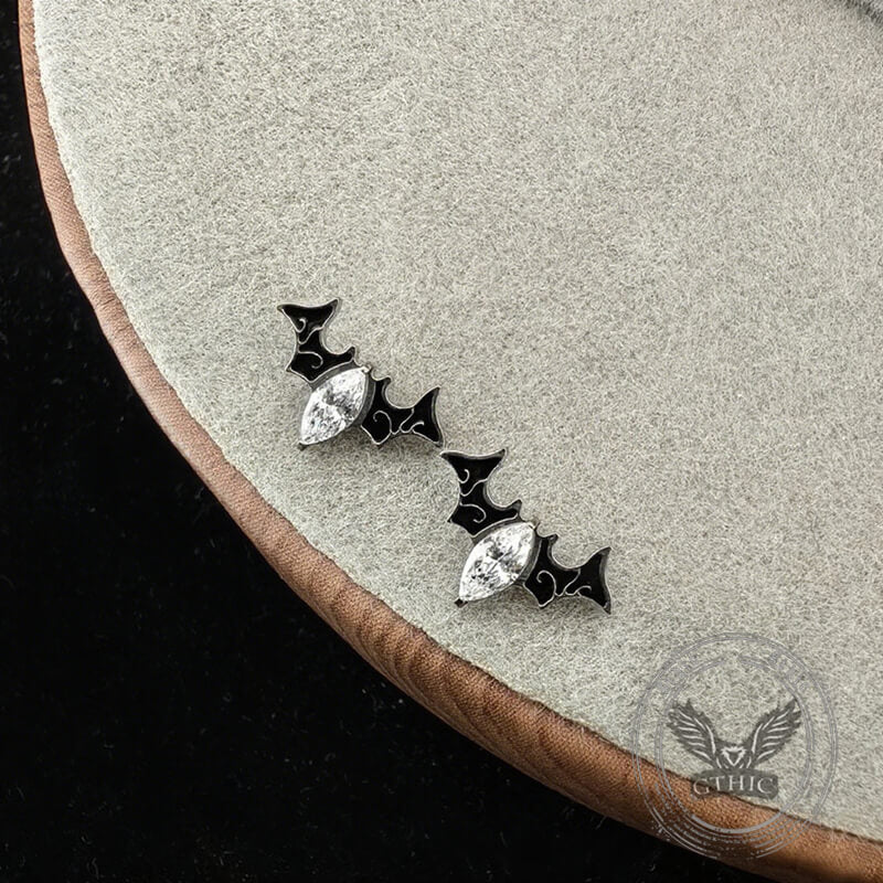 Devil Gem Wings G23 Titanium Alloy Earrings Ear Bone Studs | Gthic.com