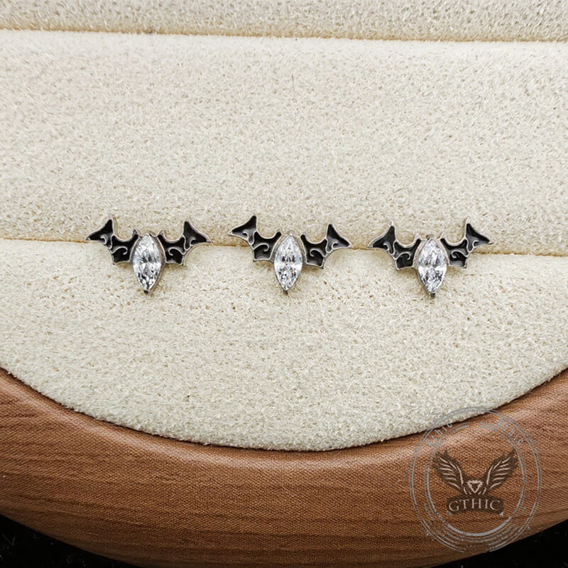 Devil Gem Wings G23 Titanium Alloy Earrings Ear Bone Studs | Gthic.com