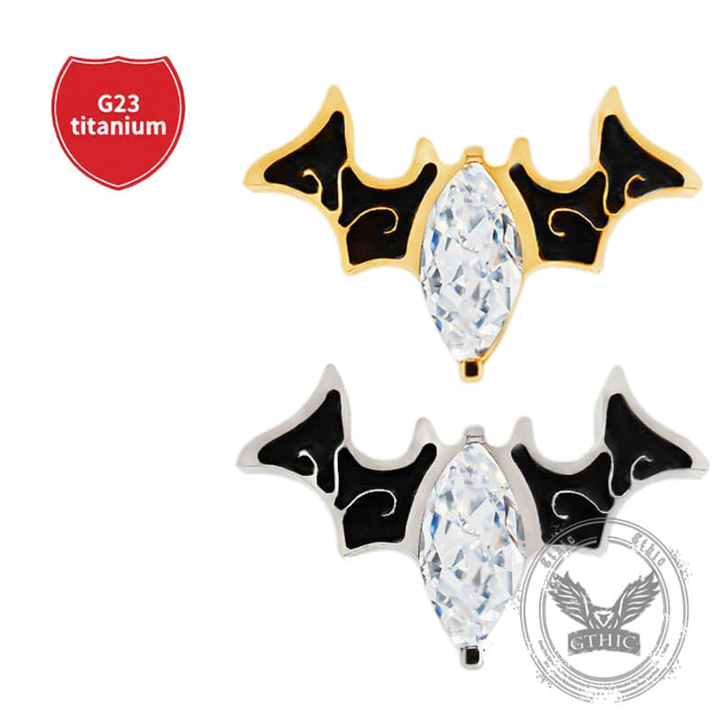 Devil Gem Wings G23 Titanium Alloy Earrings Ear Bone Studs | Gthic.com