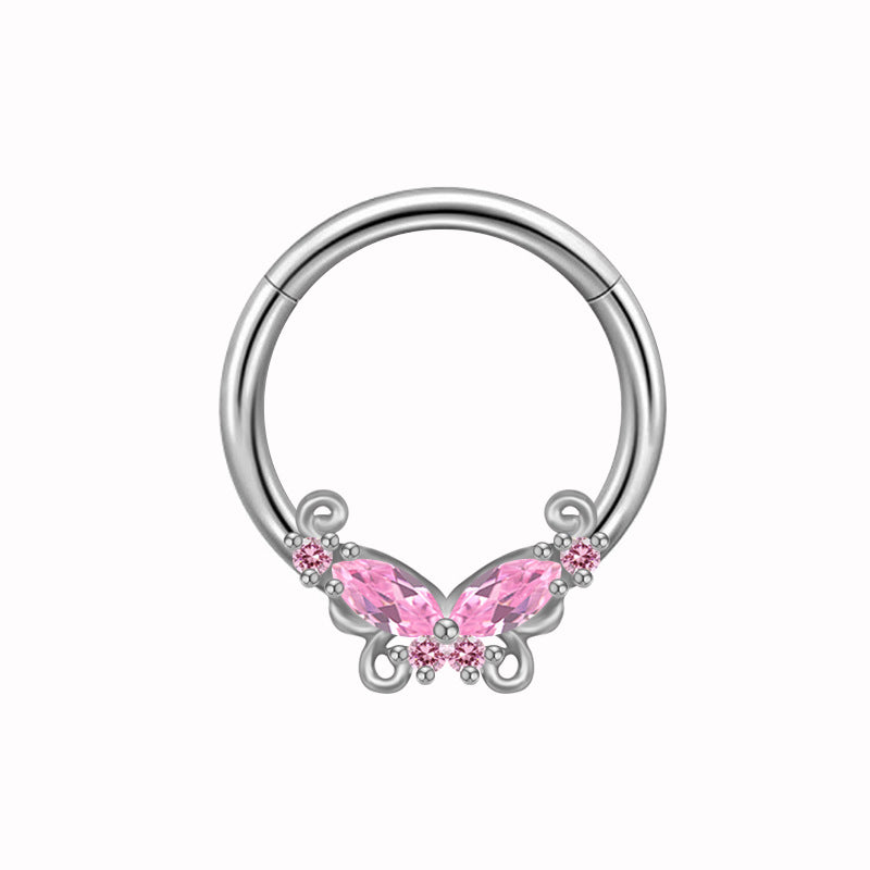 Devil heart Butterfly Zircon Stainless Steel Nipple Ring | Gthic.com