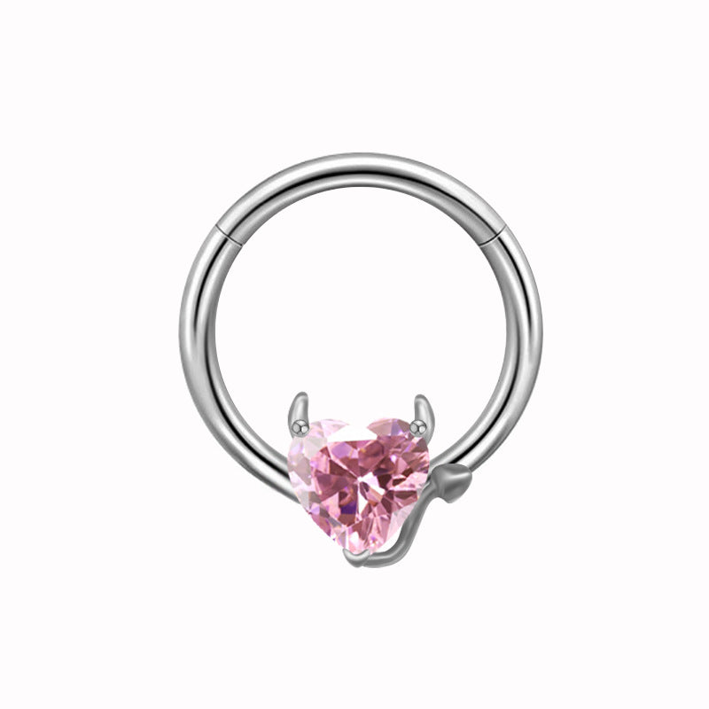 Devil heart Butterfly Zircon Stainless Steel Nipple Ring | Gthic.com