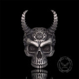 Devil Horned Skull Sterling Silver Gothic Ring | Gthic.com