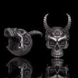 Devil Horned Skull Sterling Silver Gothic Ring | Gthic.com