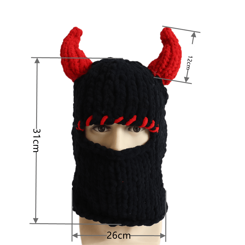 Devil Horns Knitted Balaclava Hat