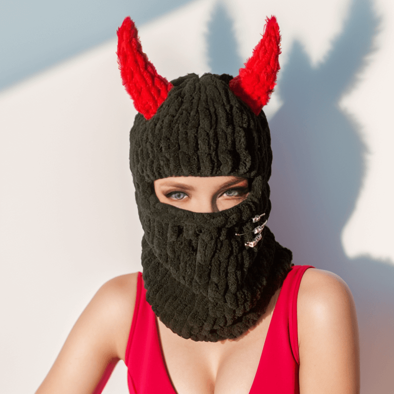Devil Horns Knitted Balaclava Hat | Gthic.com