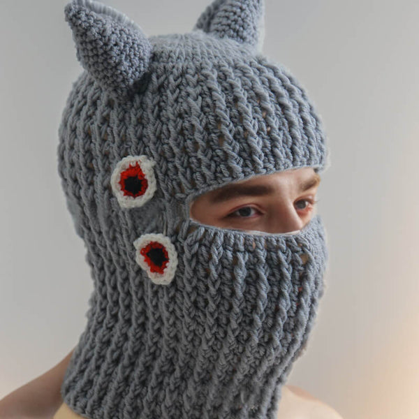 Devil Horns Wound Knitted Balaclava Hat | Gthic.com