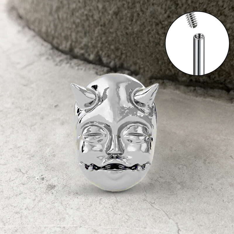Devil Mask G23 Titanium Ear Cartilage Piercing | Gthic.com