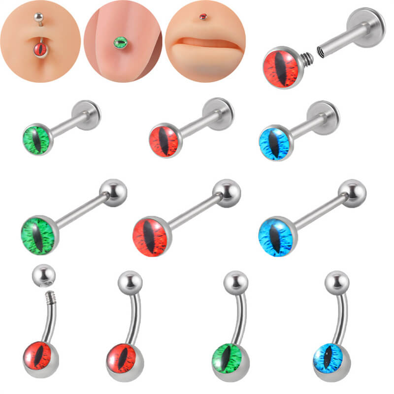 Devil's Eye Stainless Steel Piercing Lip Navel Tongue Studs 01 | Gthic.com