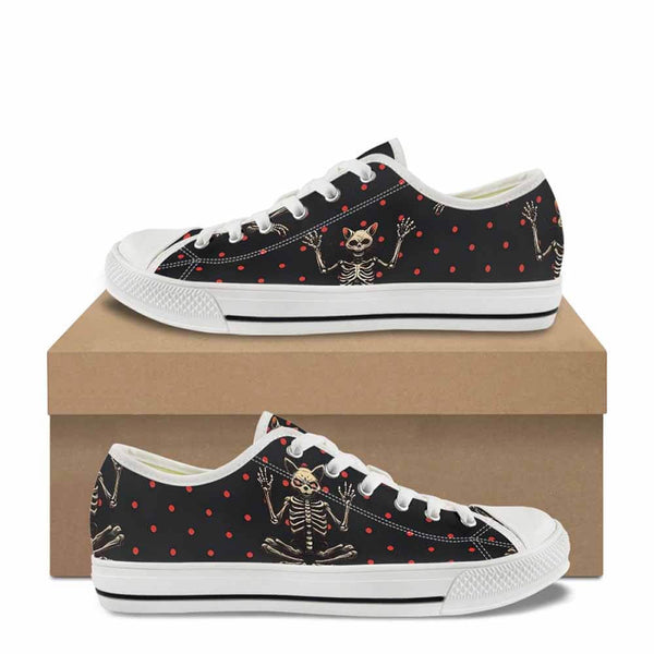 Devil Skeleton Cat Polka Dot Canvas Shoes | Gthic.com