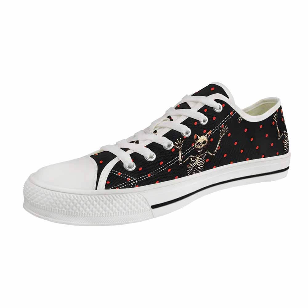 Devil Skeleton Cat Polka Dot Canvas Shoes | Gthic.com