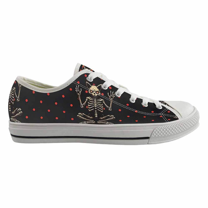 Devil Skeleton Cat Polka Dot Canvas Shoes | Gthic.com