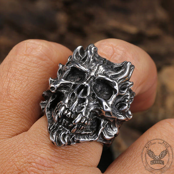 Devil Skull Head Stainless Steel Ring | Gthic.com