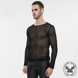 Diamond-Shaped Mesh See-Through Men's Shirt | Gthic.com