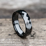 Diamond Faceted Engagement Ceramic Ring