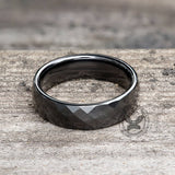 Diamond Faceted Engagement Ceramic Ring | Gthic.com