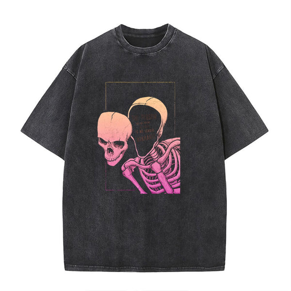 Disconnected Skull Art Vintage Washed T-shirt | Gthic.com