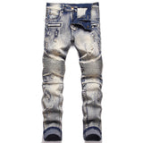 Distressed Paneled Crumpled Cotton Skinny Pants | Gthic.com