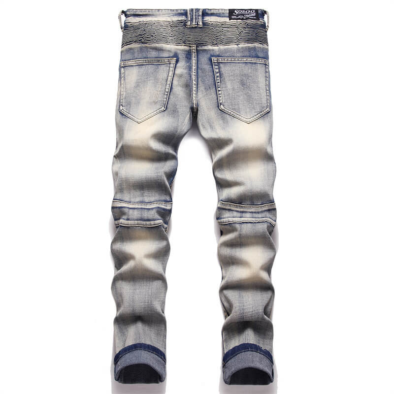 Distressed Paneled Crumpled Cotton Skinny Pants | Gthic.com