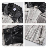 Distressed Punk Patchwork Motorcycle PU Leather Jacket