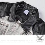 Distressed Punk Patchwork Motorcycle PU Leather Jacket
